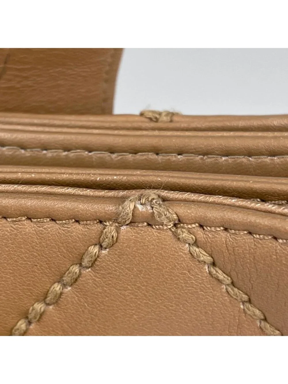 Chanel Wild Stitch Tote CC Logo Leather Beige
